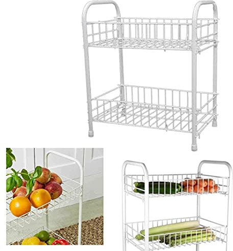 HK Online 2 Tier VEGETABLE RACK -Non Slip Feet, Organise Cabinets, Store Fruits, Vegetables & Snacks (2 Tier VEG Rack)