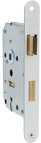 Nemef - serrure de porte verrouillable - 1266/4 - espacement 55mm - plaque avant laquée blanche - portes intérieures - plaque de fermeture incluse, 2 clés et matériel de fixation