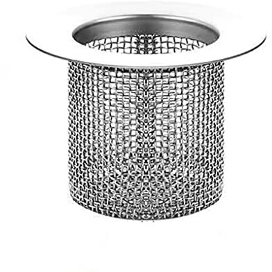 BOKIOESDE Filtro de drenaje de suelo de acero inoxidable, recogedor de pelo antibloqueo, desagüe de ducha, bañera, fregadero, cesta de malla, drenaje, Corto grande