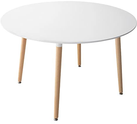 Happy Garden Table Ronde Martha 120cm Blanche. Table de Salle à Manger Ronde de Style scandinave pour 4 Personnes.