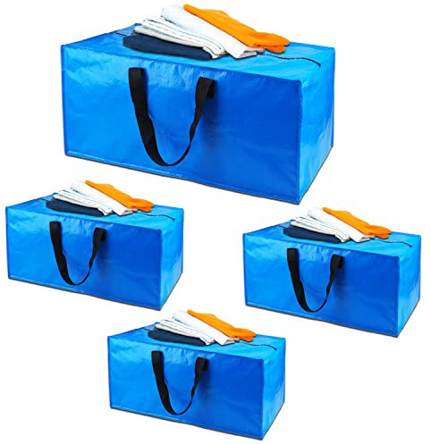 4 Pack Heavy Duty Extra Large Storage Bags Waterproof Storage Bags with Zips, Clothes Storage Containers for Moving Moving, Travelling, Camping, University, Garden Tools, Holiday Decorations Storage