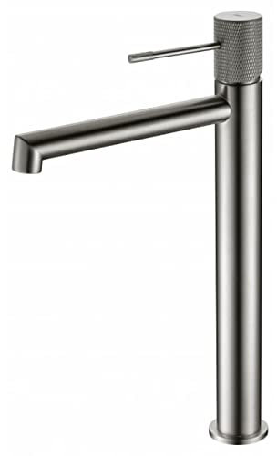 IMEX - Grifo monomando lavabo de caño alto, Grifería Baño agua Frio/Caliente - Serie Line Níquel Cepillado - BDD038-3NQ
