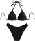 GORGLITTER Damen Push Up Bikini Sets Triangel Bademode Neckholder Swimsuit Zweiteiligwe Badeanzug Schwarz XS