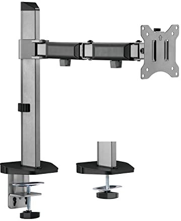 HATAIM Single Monitor Arm, Desk Mount, Ergonomic 360° Rotatable, Height Adjustable, Fits 17” to 32” Screen, 9kg Limit Vesa Mount, 75 & 100 Desk Stand Clamp, Install Clamp or Grommet, Cable Management