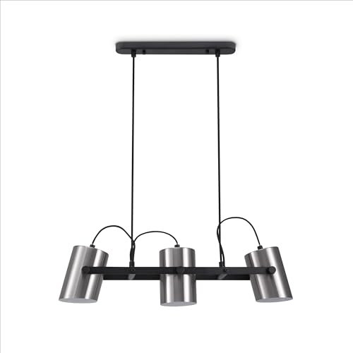 Paco Home Pendellampe Wohnzimmer Esszimmer Hängelampe Küche Esstischlampe Pendelleuchte 1,5m Textilkabel E27 Industriell, Lampenart:Pendelleuchte 3-Flammig, Farbe:Schwarz 3