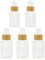 Lot de 5 distributeurs de crème vides en verre à pompe - 30 ml - Avec bouchon en bambou et gravure - Dosage précis de votre soin du visage