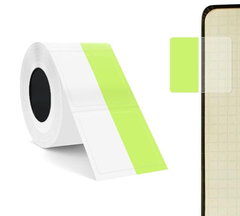 SUPVAN Etiketten selbstklebend wasserfest für T50M Etikettendrucker (25 mm x 13 mm + 15 mm), 100 pro Rolle, Schwarz auf grün