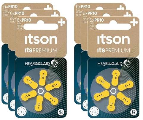 ITSON Lot de 6 x 6 Piles Auditives Zinc-Air Hearing aid PR10/PR230L ItsPREMIUM