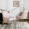 Set di sedie da pranzo a strisce verticali imbottite, gambe in metallo con manico in metallo, poltrona lounge moderna, per camera da letto, soggiorno (2 pezzi, gambe in metallo rosa oro)