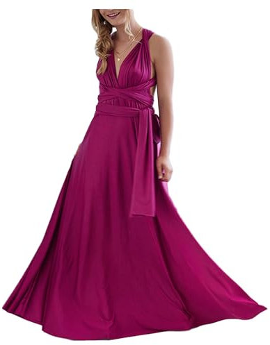 Bestgift - Vestidos largos con lazo múltiple para vestidos de dama de honor, Violeta, XS