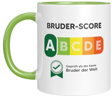 Lustige Tasse mit Spruch | Bruder-Score | Geprüft als bester Bruder der Welt | Geschenkidee | Kaffeebecher 330 ml