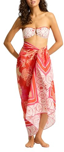 Seafolly Damen Oversize Printed Multi Wear Sarong Pareo Cover Up Bademodeüberzug