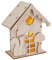 VBS Holzbausatz Herbsthaus inkl. LED 11 Teile DIY Bastelset Herbst Holzhaus Bausatz Dekoration Beleuchtet Haus Eichhörnchen