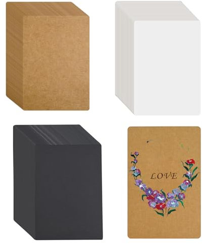 150 Stück A6 Kraftpapier Karten, 14.5 x 9.5cm Blanko Postkarten Karteikarten Set zum Selbstgestalten für Danksagungskarten Basteln Hochzeitseinladungen Graffiti Grußkarten (Braun/weiß/Schwarz)