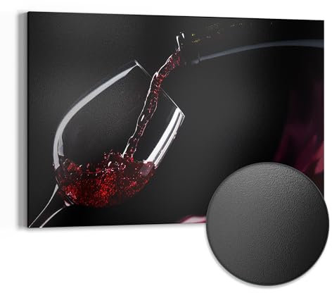 DEQORI Metall Magnettafel | 60x40 cm cm groß | Motiv Rotwein ins Glas gegossen | Whiteboard für alle Magnete | Magnetboard Wand-Tafel für Küche & Büro | Design Magnetwand Pinnwand magnetisch
