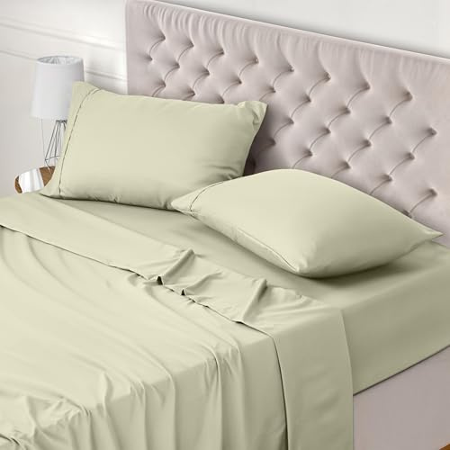 Utopia Bedding - Set Lenzuola Letto Matrimoniali 4 Pezzi 180x200 cm - Spazzolata Poliestre di Microfibra - Oeko-Tex Certificato - Lenzuolo con Angoli, Lenzuolo Piatto e 2 Federe 50x75, Avorio