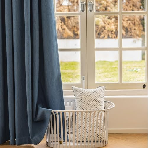 Aotiwe Blackout Curtain Kitchen, Vorhang Outdoor Garten Einfarbig Blau Gardine Küche Chenille 2er Set 132 x 214cm