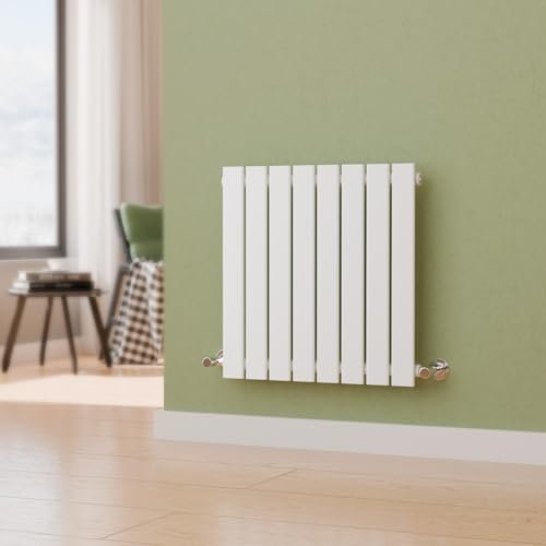 S'AFIELINA 600 x 608 mm White Bathroom Radiator Horizontal Tranditional Designer Radiator Single Column Flat Panel Modern Central Heating Dual Fuel Radiator