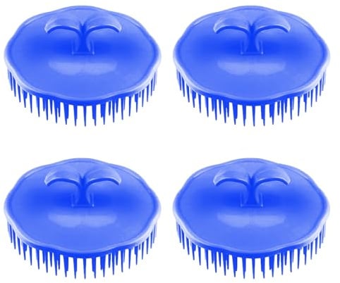 Jimkply 4 Stück Kopfmassagebürste, Blau Runde Massagebürste, Kopfhautmassagebürste, Massagebürste Haare, Massagebürste für alle Haartypen