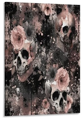 VFKLZCNYR Skull 3D Kunstdruck – Leinwand Kunstdruck Wandkunst – Wanddekor Bild Gestreckt Auf Holzrahmen – Weg Zur Sammlung 12x18inch(30x45cm)