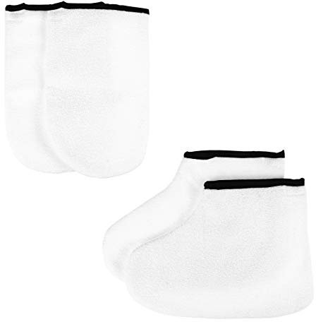 minkissy 2paare Paraffinwachs-handschuhe Und Fußwärmer Dickere Wärmeschutz-handschuhe Und Fußschoner Für Intensive Spa-pflege Feuchtigkeitsspendend Salonfähig Für Zuhause Fördert Nährstoffa