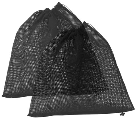 BESPORTBLE 2pcs Air Conditioner Sun Shield Fish Pump Draining Filter Hydro Mesh Tap Air Pump Drawstring Bags Pool Lid Submersible Water Pond Supplies Barrier Tank Black Polyester