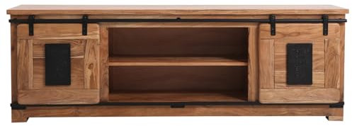 Marrakesch Industrial Lowboard TV Schrank aus Akazienholz 180 cm Breit 60 cm Hoch | Skandinavische Möbel TV Board Bank für Wohnzimmer & Schlaffzimmer | Fernsehtisch Fernsehschrank ABCDE