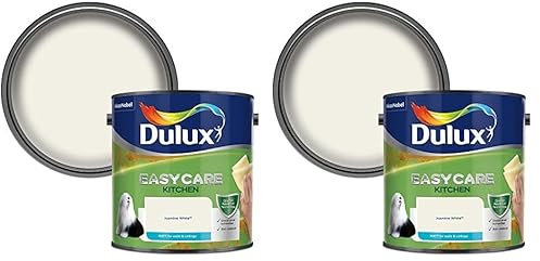 Dulux Easycare Kitchen Matt Emulsion Paint For Walls And Ceilings - Jasmine White 2.5 Litres (Pack of 2)