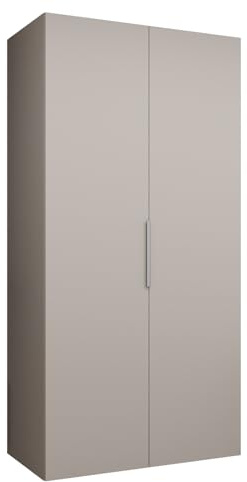 MEBLE KRYSPOL - Kleiderschrank - Drehtürenschrank - Schrank 100x202x52cm - Moderner Garderobenschrank Schlafzimmer, Flur, Jugendzimmer - Farbe Kaschmir, Griff Kaschmir - Marbella 1 100