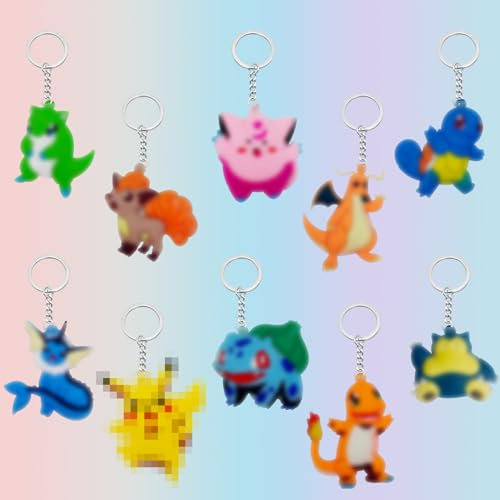 Sotobegirl 10 Stück Silikon Schlüsselanhänger, Cartoon anime Figur Spiel schlüsselanhänger für Kinder, Mitgebsel Kindergeburtstag Key Ring zeichentrickfigur schlüsselanhänger (A)