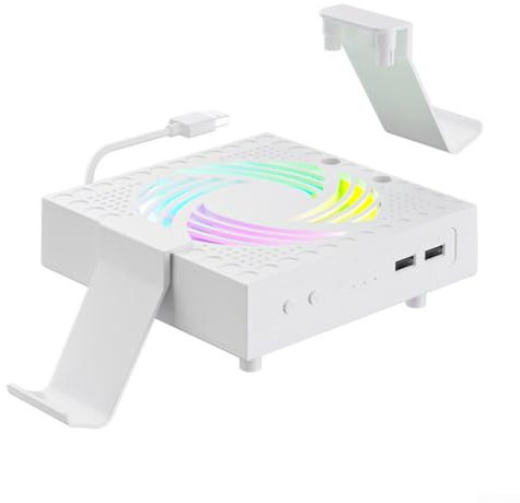 Ventilateur de refroidissement avec RVB pour éclairage pour Xbox Series X/S, 18 x 16 x 6 cm, système de refroidissement silencieux, vitesse réglable pour un contrôle optimal de la température, design