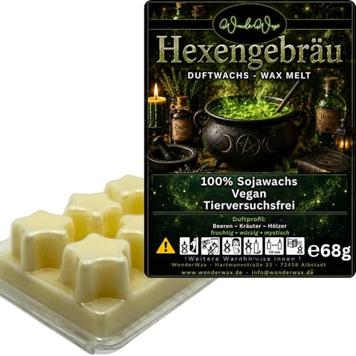 WonderWax® Duftriegel 6 x Duftwachs Sterne Weiß Hexengebräu | Farbe: Weiß | Raumduft für Duftlampen, Wax Melt, Sojawachs, Indoor Duftöl Wachs schmelzen für Aromalampe