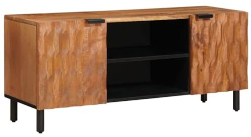 vidaXL TV-Schränk mit Tür Akazienbraune Oberfläche 105 x 33,5 x 46 cm, Moderner rechteckiger TV-Schrank, robuste Medieneinheit, Stauraum fürs Wohnzimmer, Mangoholz-Konsolentisch