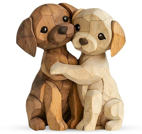 sitengjun Holzskulptur Hunde,Holzskulptur hundefiguren Ornamente | Welpen-holzschnitz-Ornamente,Geeignet für die Tischdekoration