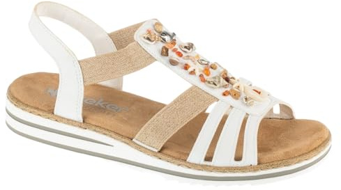 Rieker Sandals V0656-80, Women sandals, White, 42 EU