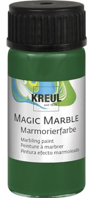 KREUL 73215 - Magic Marble Marmorierfarbe, 20 ml Glas in grün, farbbrillante Tauchmarmorierfarbe für zufällige Musterungen und einzigartige Farbeffekte