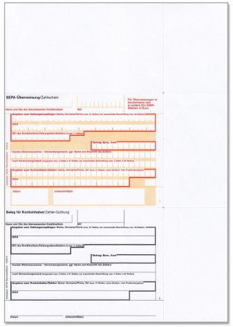 bits&paper BP0257 SEPA-Überweisung/Zahlschein (250 Blatt, A4, bankneutral) Überweisung mt Quittung
