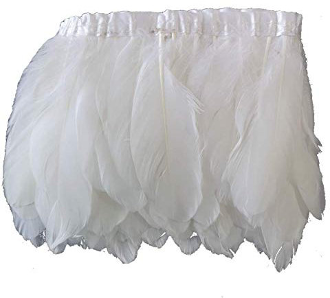 Sowder 2 Yards Duck Gänsefeder Fringe Trim 6-8 Breite für Nähen Kunsthandwerk DIY Dekoration Handgefertigte(weiß)
