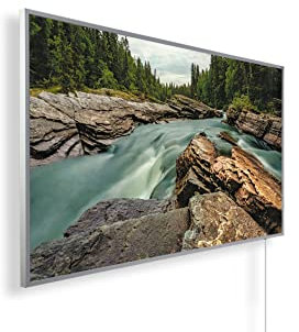Infrarotheizung mit Bild – Bildmotive – TÜV SÜD - 1200 Watt Bildheizung + Thermostat - Weißer Rahmen (12. Fjordland Nationalpark New Zealand)