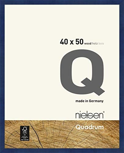 nielsen Bilderrahmen, 40 x 50 cm, Holz, Blau, Posterrahmen zum Aufhängen im Hoch- & Querformat, Echtglas, Quadrum