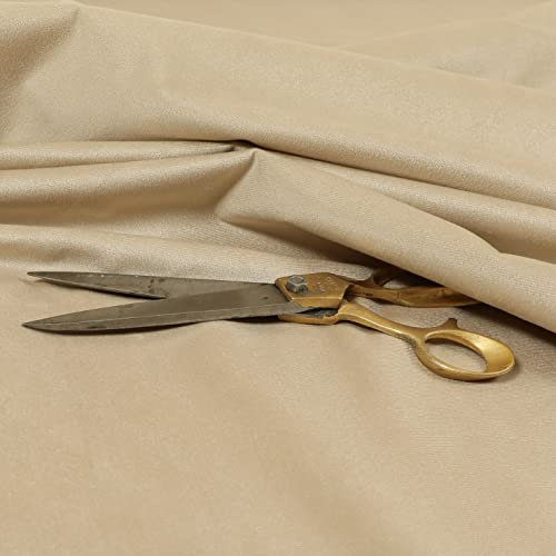 Redbrick Mill Fabrics Soft Quality Low Velour Chenille Velvet Curtain Furnishing Upholstery Fabric (Beige, 10cm x 8cm Sample)