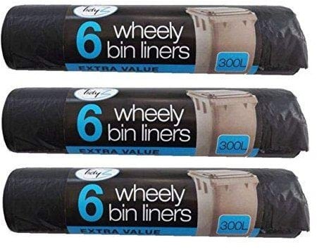 Tidy Z 18 x Strong 300L Outdoor Wheely Bin Liners Waste Bin Bags Fits Bins 230 x 143cm