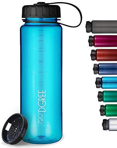 720°DGREE Bouteille en tritan “simplBottle“ - 500ml, Bleu | Gourde idéal pour Les Enfants, l'école, Sport, Yoga, randonnée, Voyages, Travail, fac, déplacements en Voiture | Bidon sans BPA
