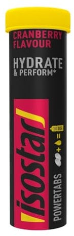 Isostar - Hydrate et Perform Powertabs saveur Cranberry - Tablettes Effervescentes pour Boisson Isotonique - Apport en Glucides et Electrolytes - 10 Tablettes
