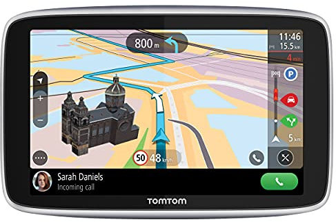 TomTom GPS Voiture GO Premium, 5 Pouces, Info Trafic, Alertes de Zones de Danger, Cartes Monde, Mise à Jour via WiFi, Appels mains-libres, Fixation Magnétique Alimentée