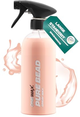 OneWax® Pure Bead Spray Wax Sprühwachs Wachsspray Langzeit Schutz für den Lack + hoher Abperleffekt + Hochglanz Autowachs + Schnelle Anwendung (1 STK) (500ml Sprühflasche)