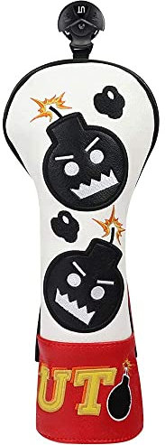 Craftsman Golf Red and White PU Leather Golf Head Covers Hybrid (Hybrid Cover UT)