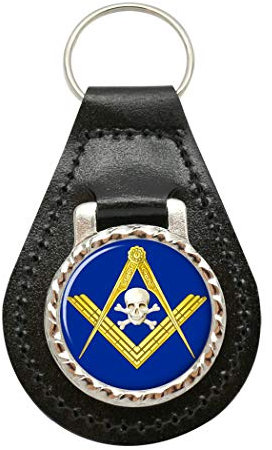 Giftshop UK Freimaurer Totenkopf Leder Schlüsselanhänger