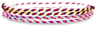 Made by Nami Boho Surfer-Armband 2-er Set Damen & Herren - Handmade Strand Festival Accessoires - Wasserfest & Verstellbar - Freundschaftsarmbänder geflochten Mädchen Stoff-Armband (Pink & Cheese)