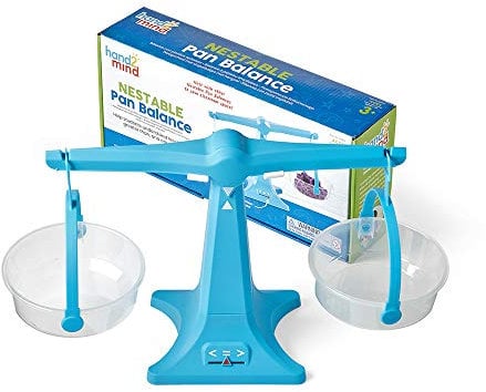 Learning Resources Platzsparende Balkenwaage, transparente Doppel-Schalenwaage für Flüssigkeiten und Feststoffe, Kinderwaage, Aufbewahrungssockel, Messwaage für das Klassenzimmer